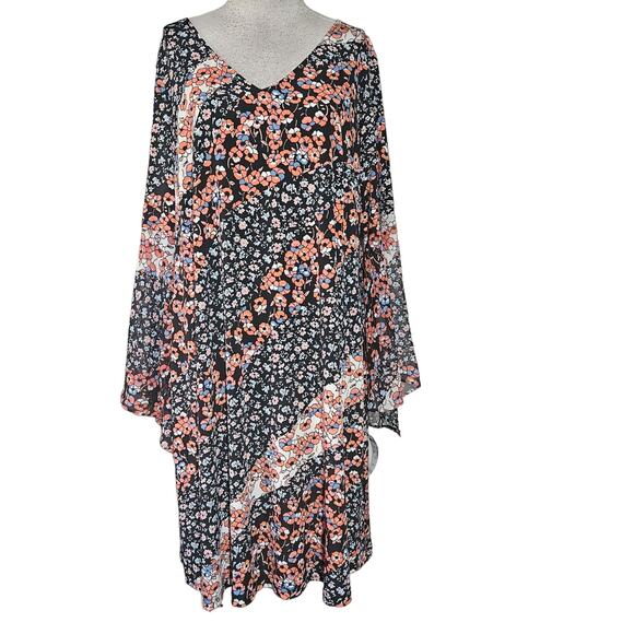 V Neck Print Shift Knee Length Dress Size 1X New with Tag - Picture 1 of 4